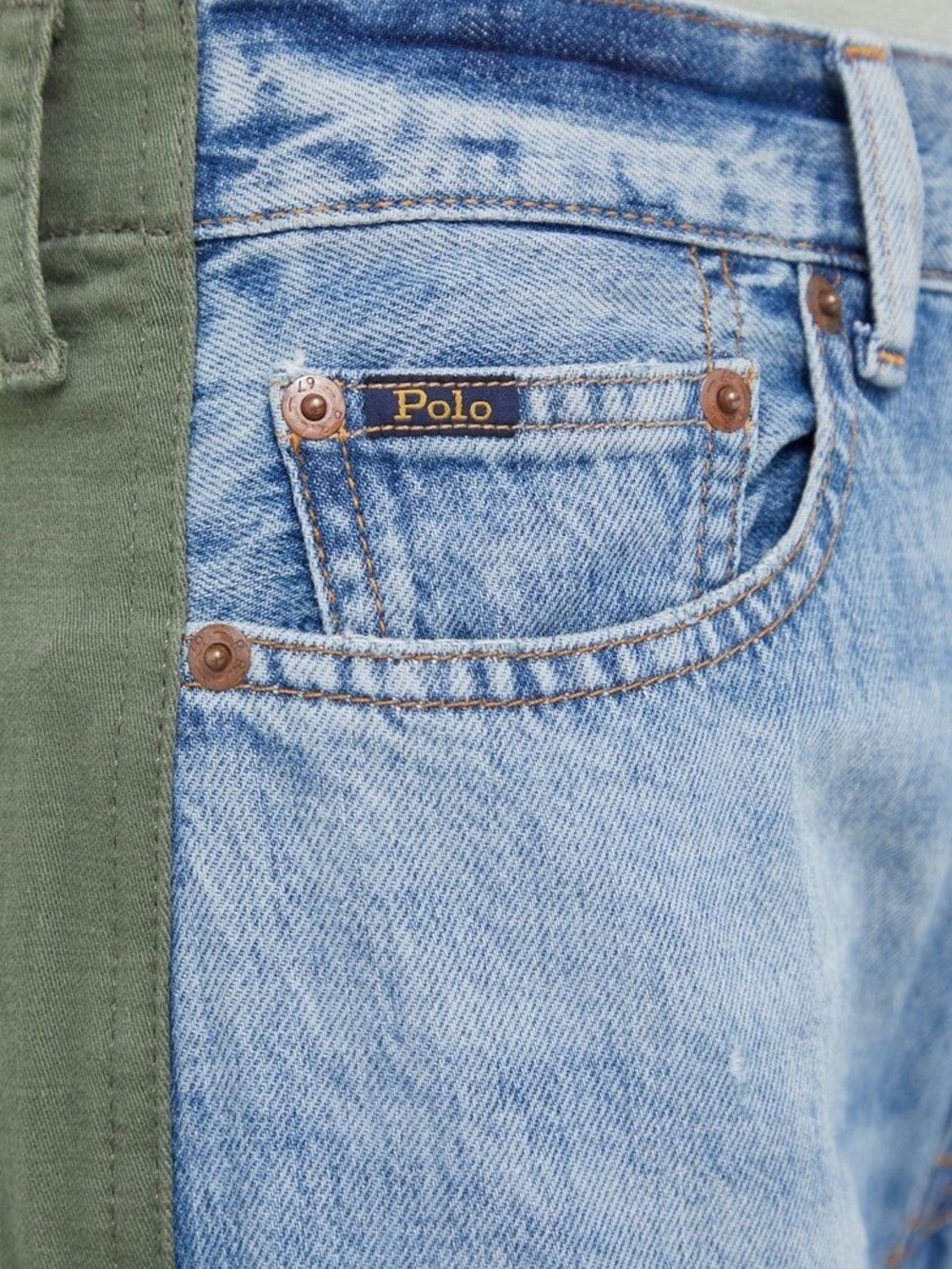 Polo Ralph Lauren NWOT Avery Hybrid Boyfriend Blue Olive Green Pants Jeans (27R) - Picture 7 of 8